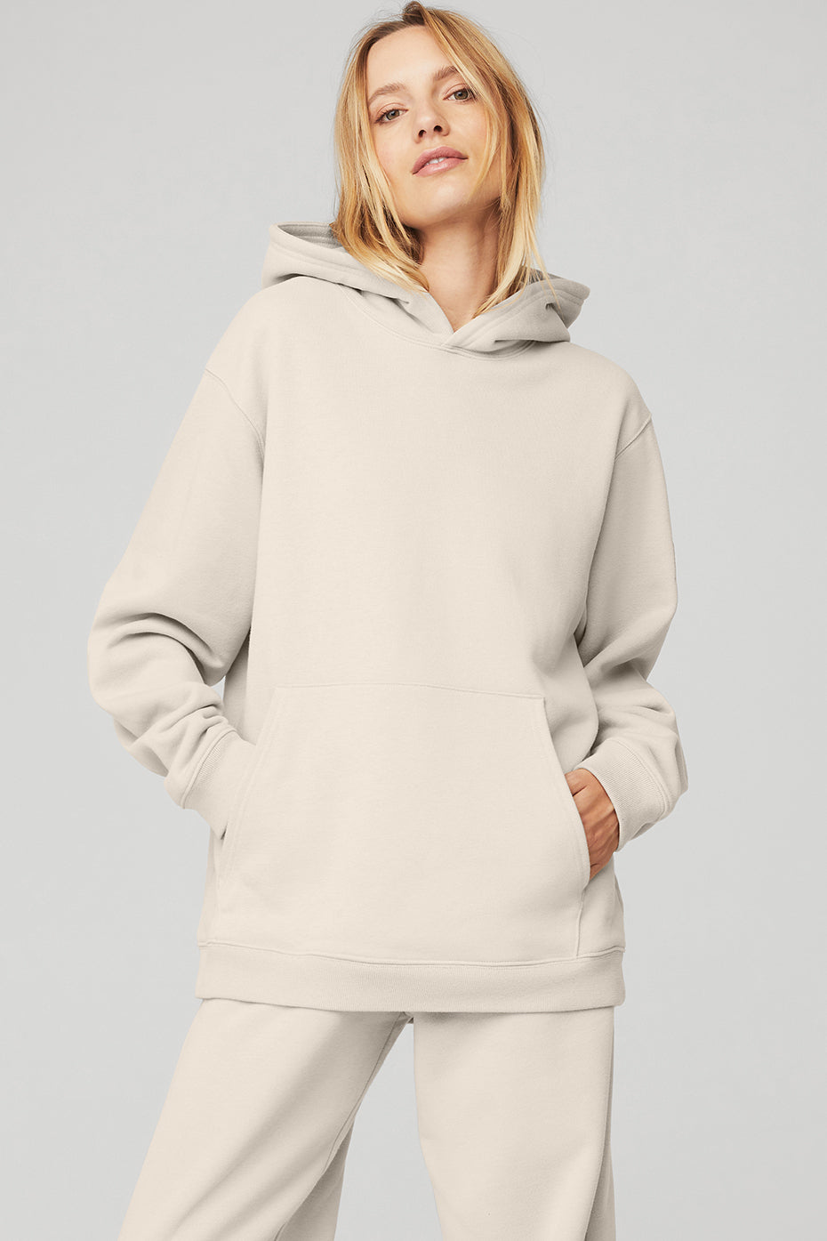 Beige Women's Alo Yoga Renown Heavy Weight Hoodie | NQW-087631