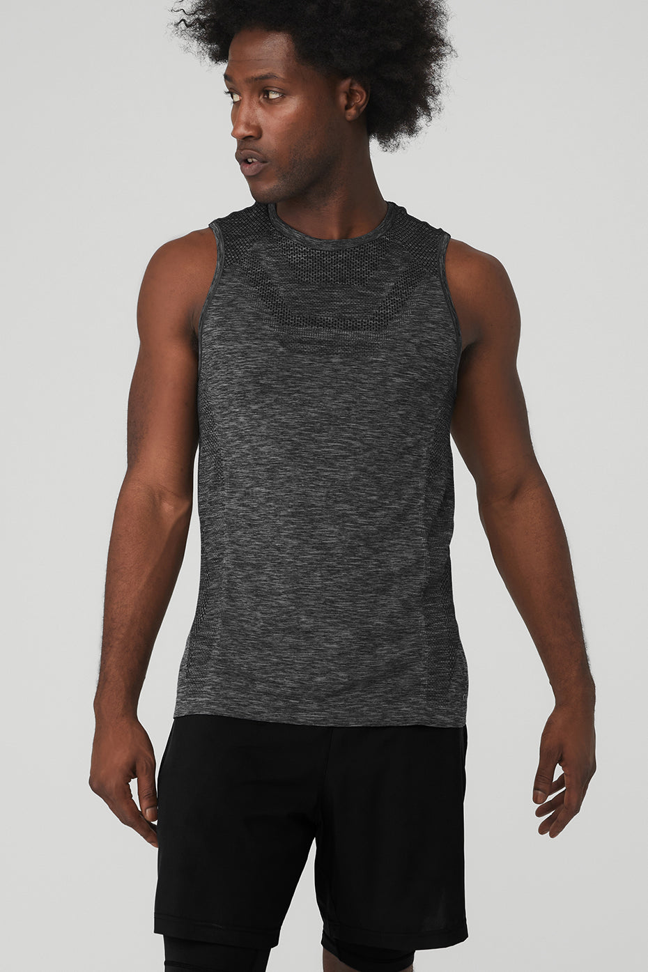 Black Men's Alo Yoga Amplify Seamless Muscle Tanks | LNA-861790