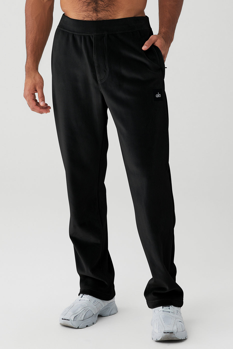Black Men's Alo Yoga Velour Baller Pants | PXG-987104
