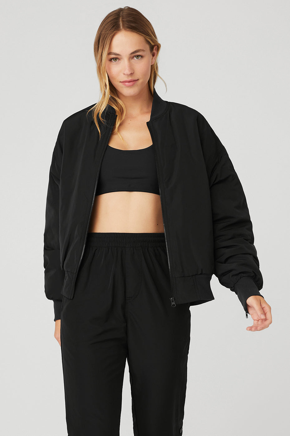 Black / White Women's Alo Yoga Faux Fur Urbanite Bomber Jackets | TWQ-076824
