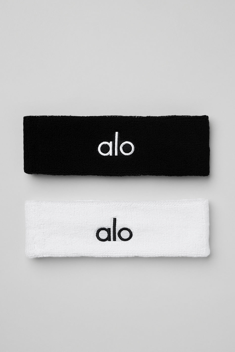 Black / White Women's Alo Yoga Glow Sweatband (2-Pack) Hair Accessories | JDQ-831540