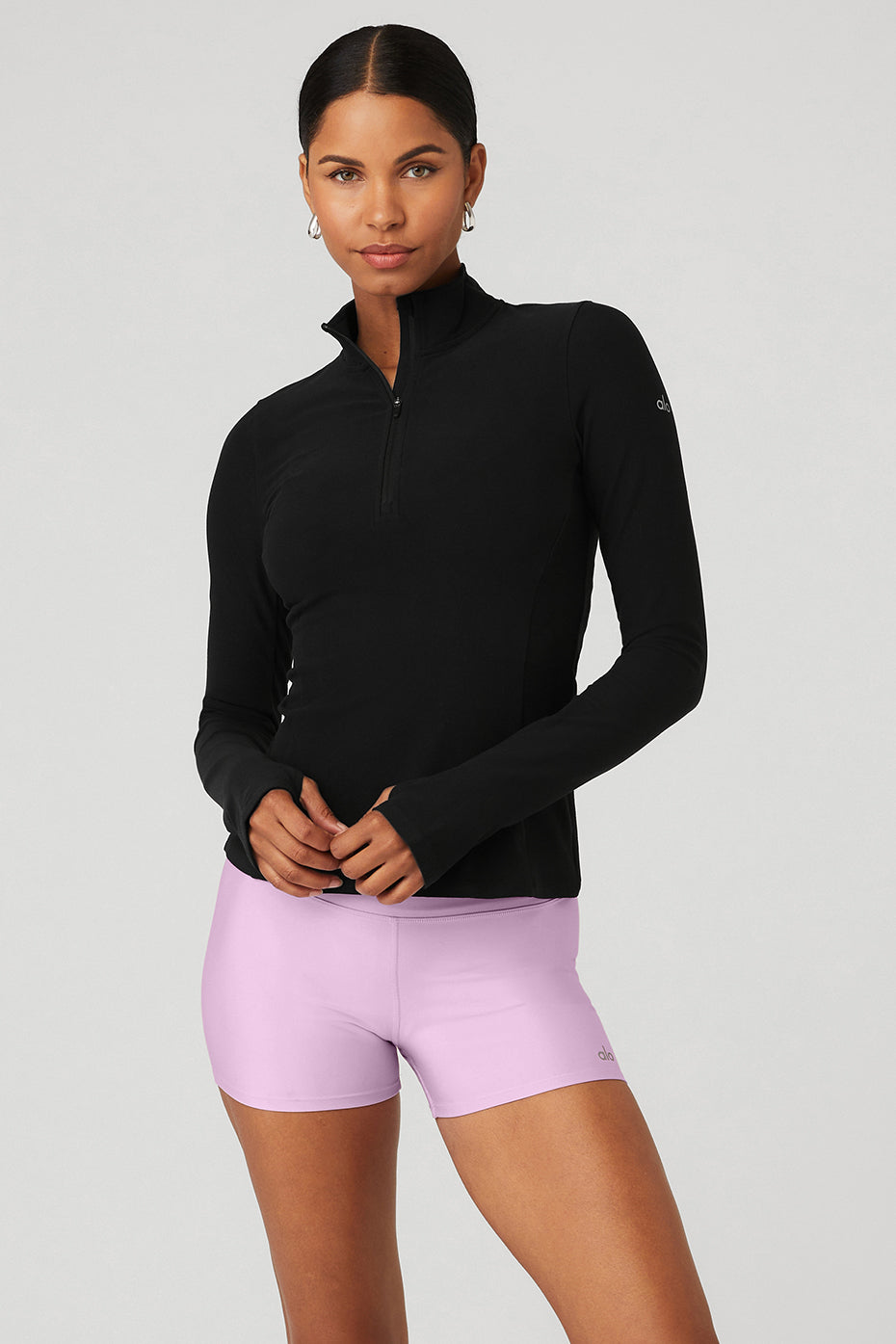 Black Women's Alo Yoga Alosoft 1/2 Zip Rapid Pullover Long Sleeve | HWL-036152