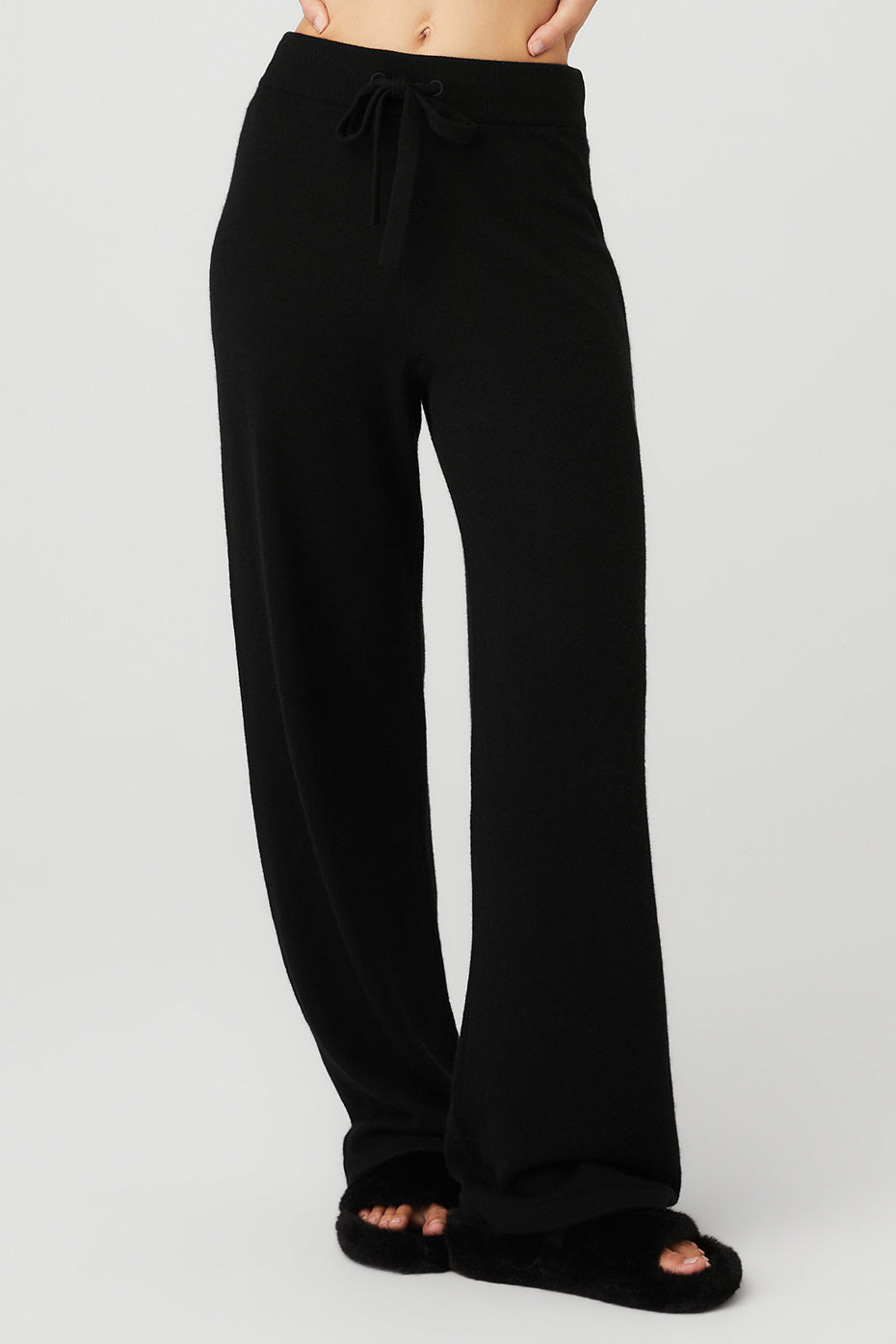 Black Women's Alo Yoga Cashmere High-Waist Jet Set Wide Leg Sweatpants | BGW-816324