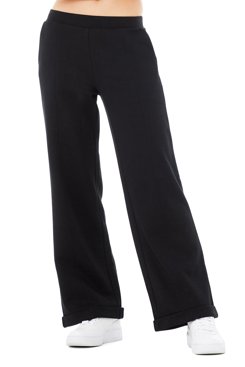 Black Women's Alo Yoga High-Waist Wide Leg Sweatpants | QVK-781326