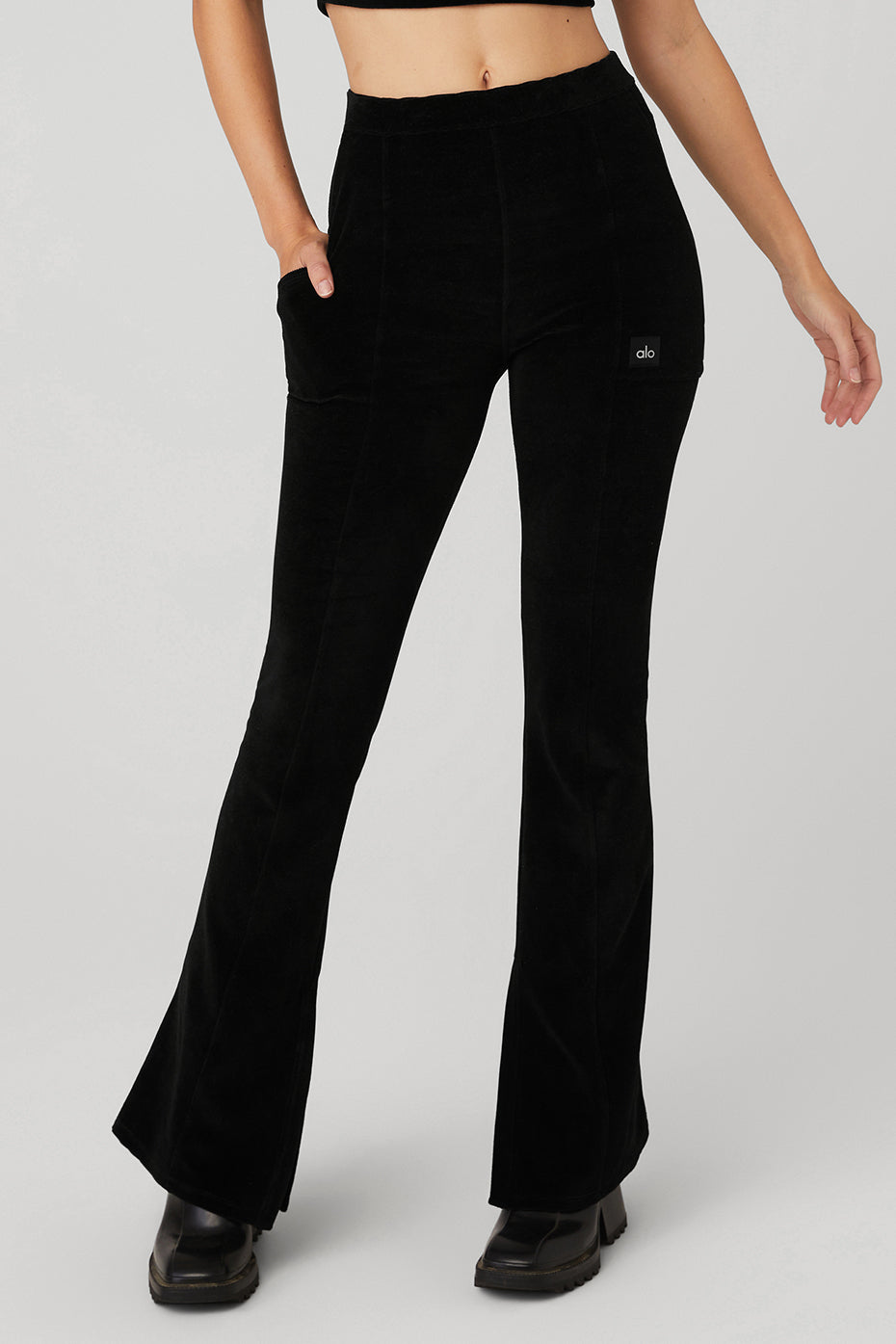 Black Women's Alo Yoga Micro Corduroy High-Waist Winter Break Flare Pants | ULP-413875