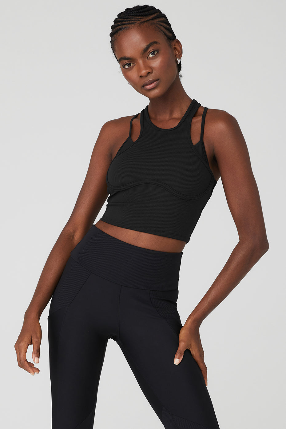 Black Women's Alo Yoga Ribbed Airlift Enchanted Bras | MKB-801293
