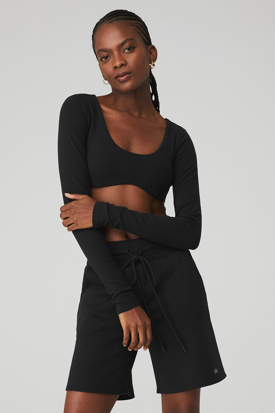 Black Women's Alo Yoga Ribbed Defined Bras | LIC-450197