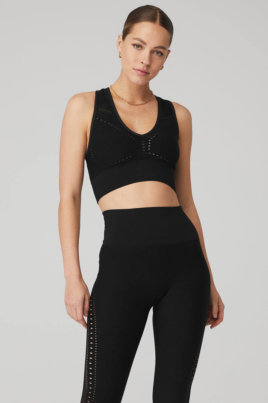 Black Women's Alo Yoga Seamless Open Air Bras | IKQ-648391