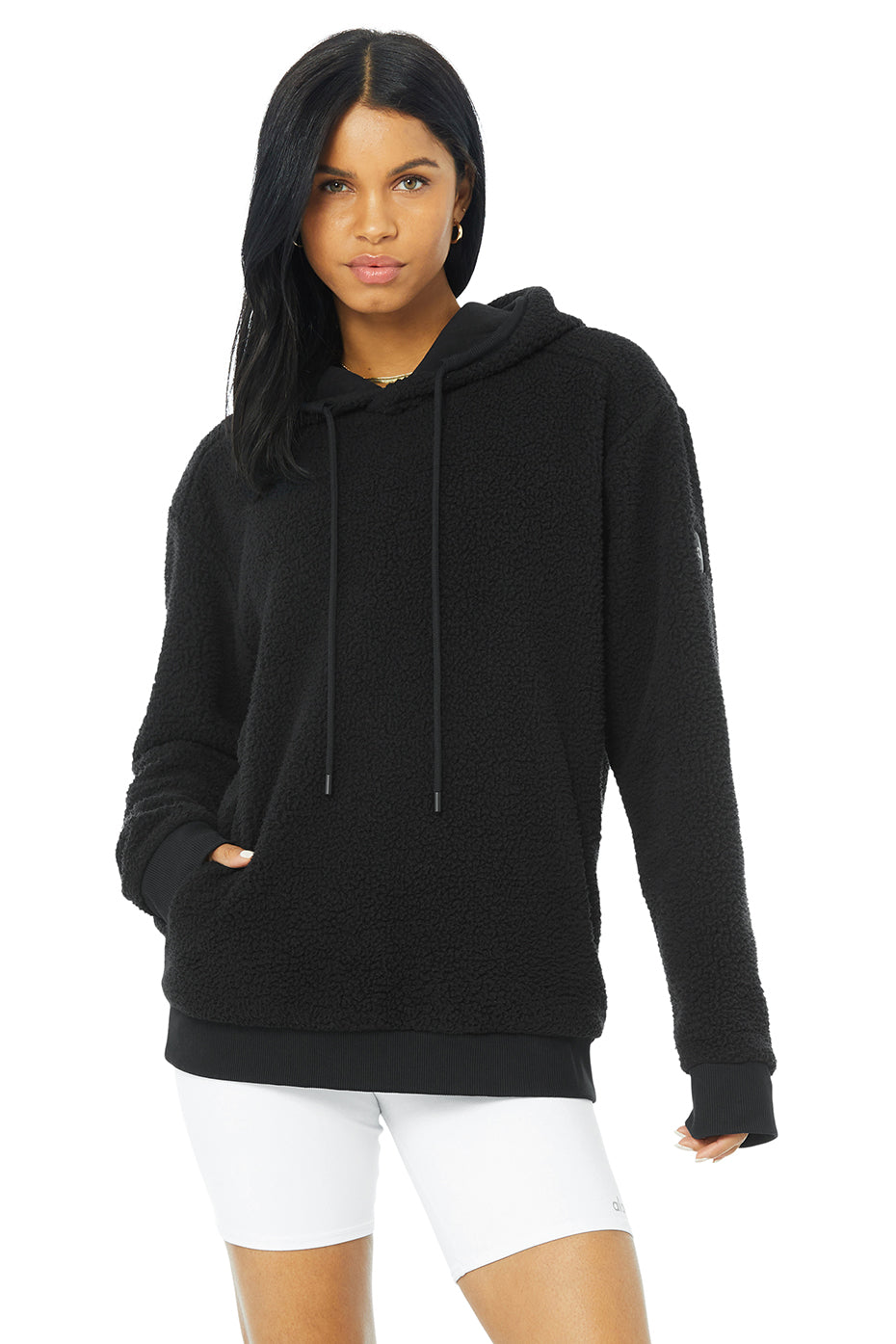 Black Women's Alo Yoga Sherpa Hoodie | YFG-480921