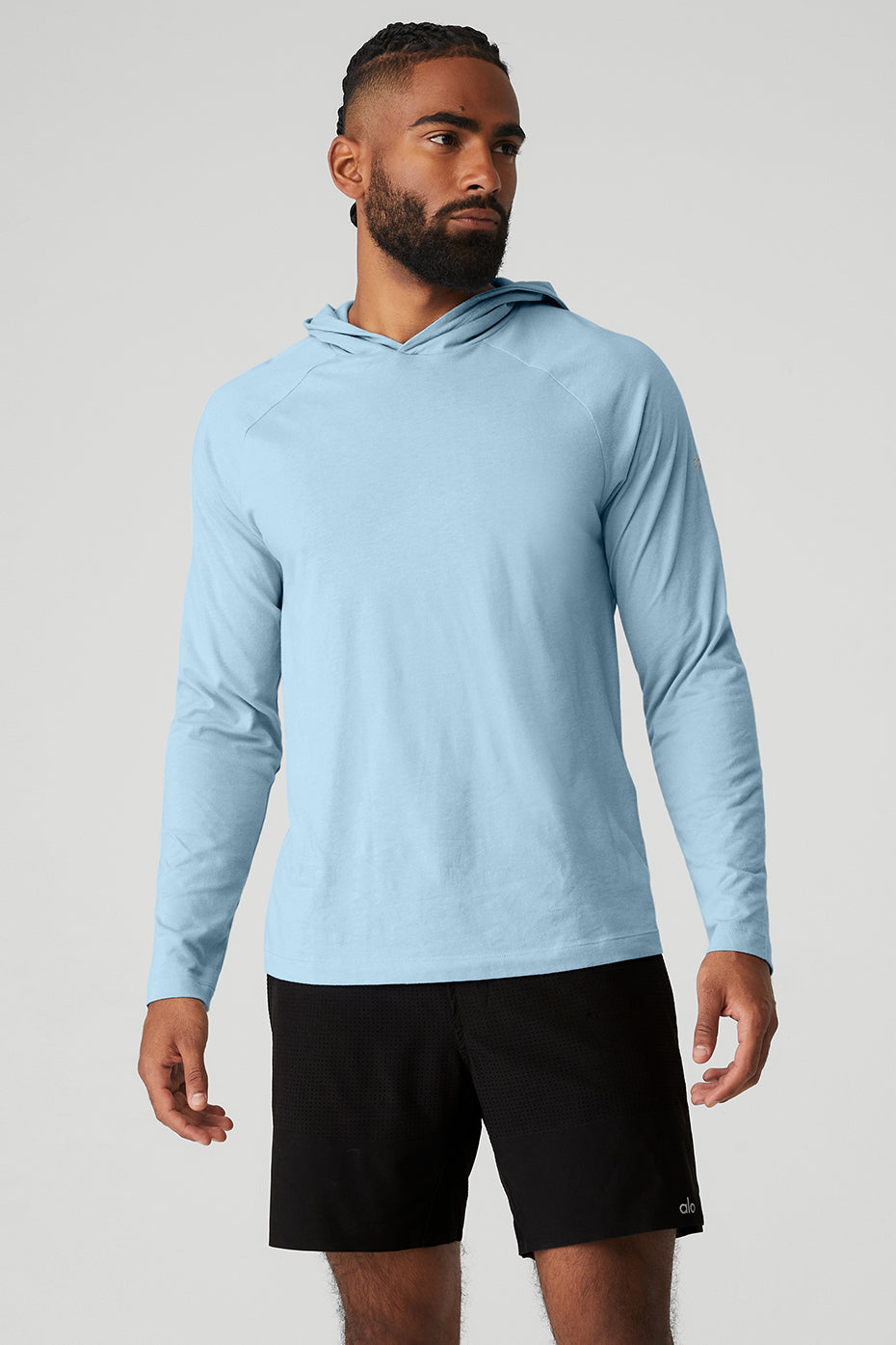 Blue Men's Alo Yoga Core Runner Hoodie | HIB-564329
