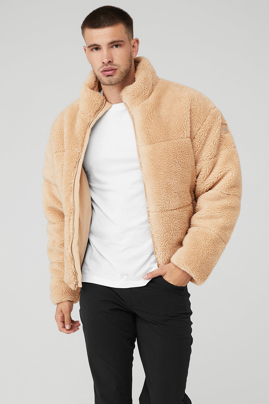 Brown Men's Alo Yoga Sherpa Stage Puffer Jackets | MAP-023547