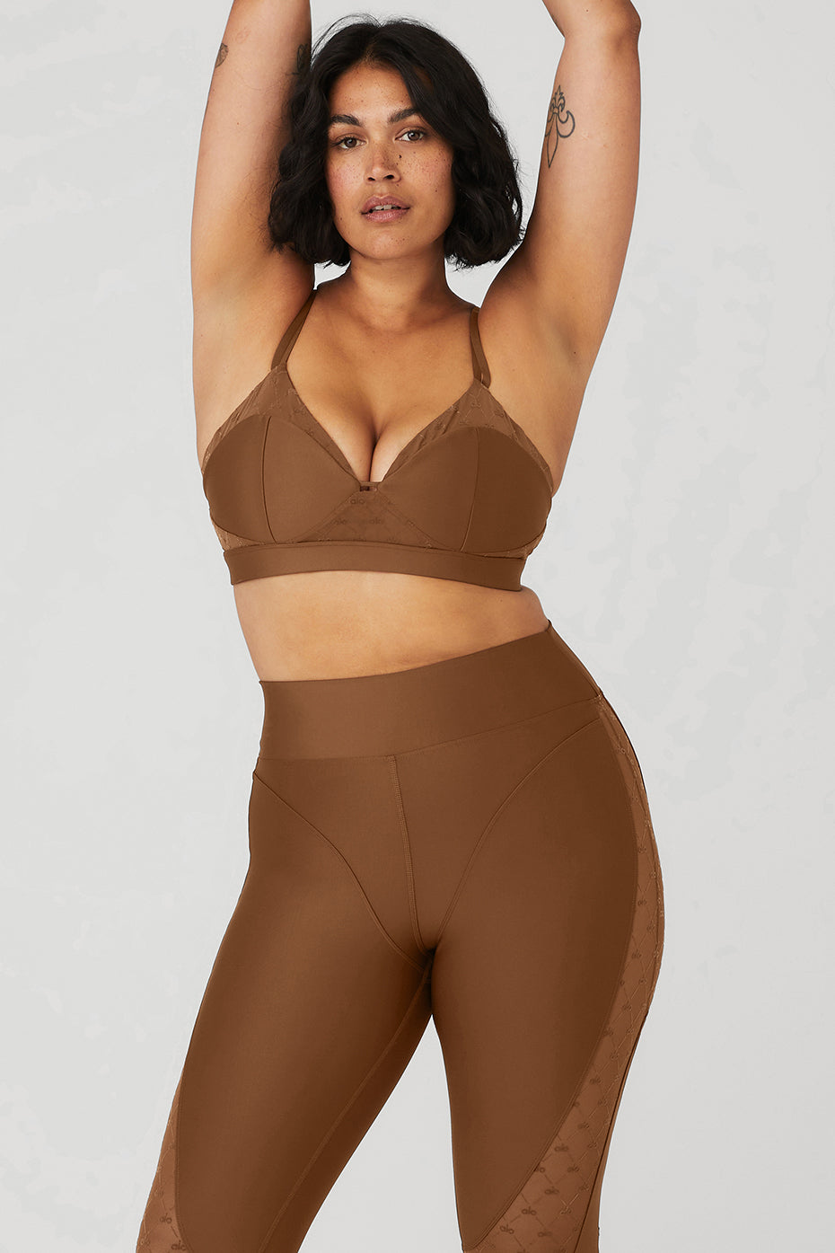 Brown Women's Alo Yoga Airlift Mesh Celeste Bras | JEW-530861