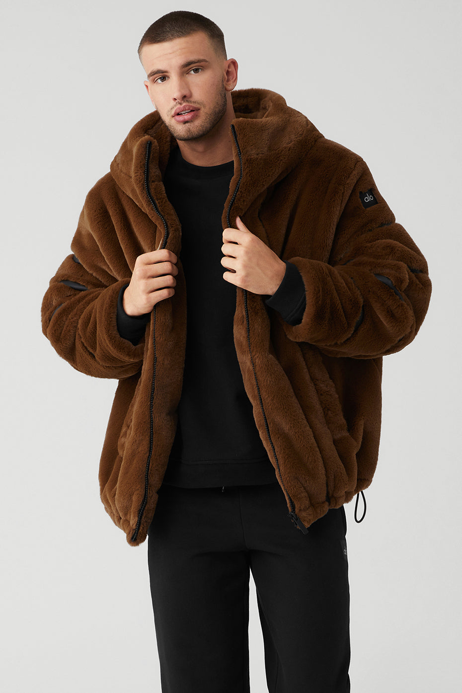 Chocolate Men's Alo Yoga Knock Out Faux Fur Jackets | LEV-801653