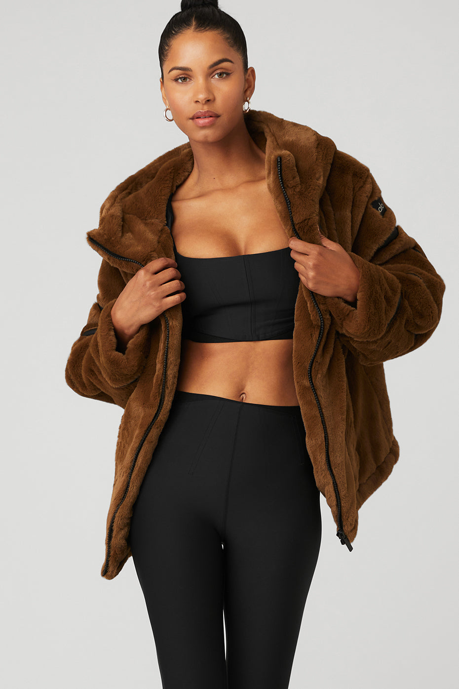 Chocolate Women's Alo Yoga Knock Out Faux Fur Jackets | YIR-512487