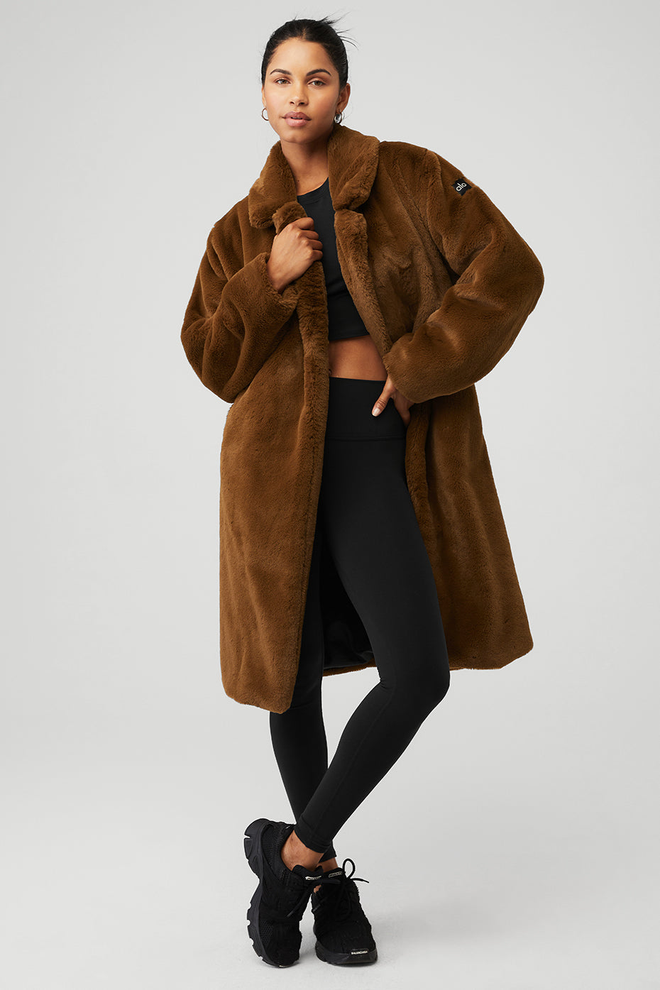 Chocolate Women's Alo Yoga Oversized Faux Fur Trench Coats | LKH-971263