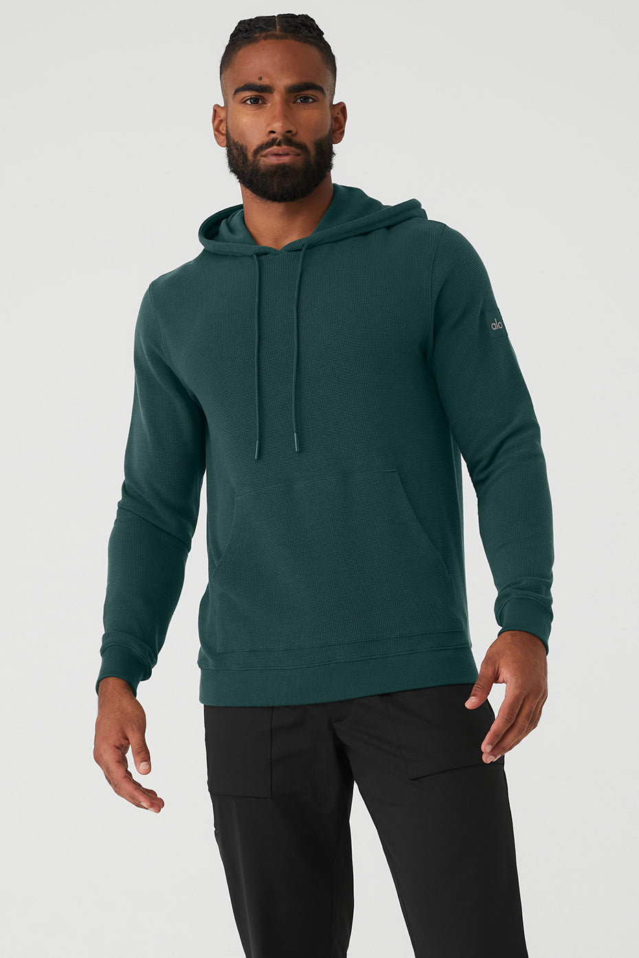 Green Men's Alo Yoga Micro Waffle Fast Break Hoodie | QZS-230469
