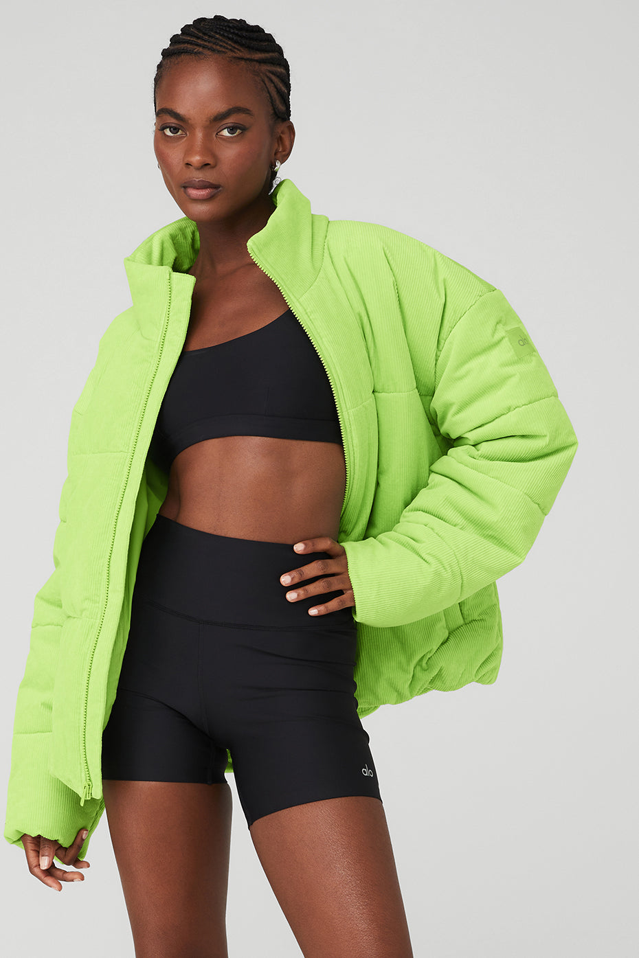 Green Women's Alo Yoga Corduroy Stage Puffer Jackets | HNU-032915