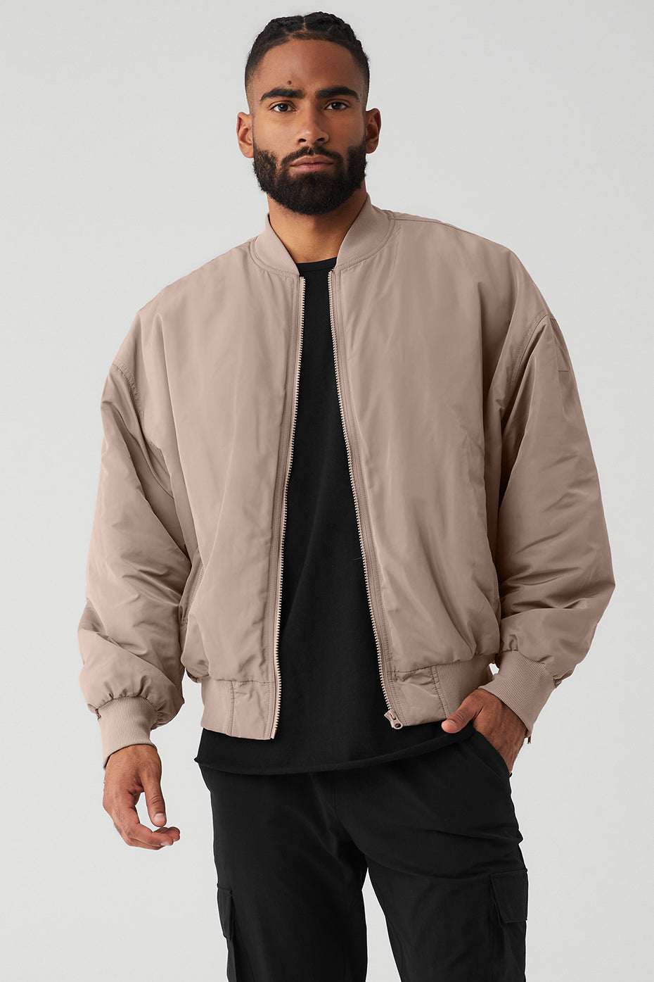 Grey Brown Men's Alo Yoga Faux Fur Urbanite Bomber Jackets | RQU-193768
