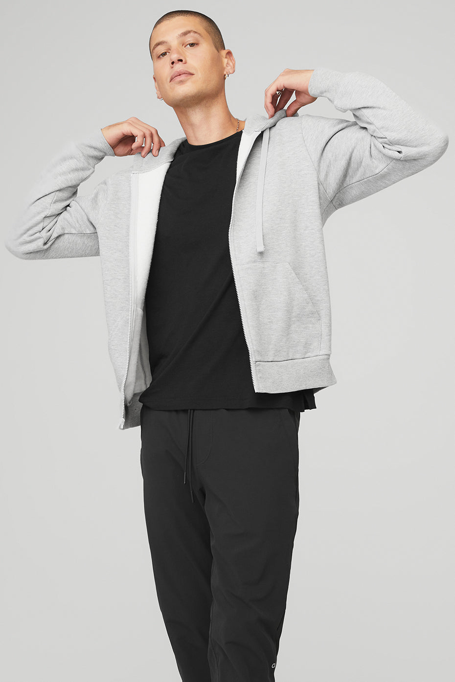 Grey Men's Alo Yoga Everyday Full Zip Hoodie | LHY-963805