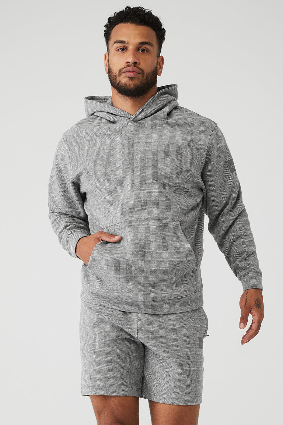 Grey Men's Alo Yoga Glenplaid Colosseum Hoodie | NBI-805271