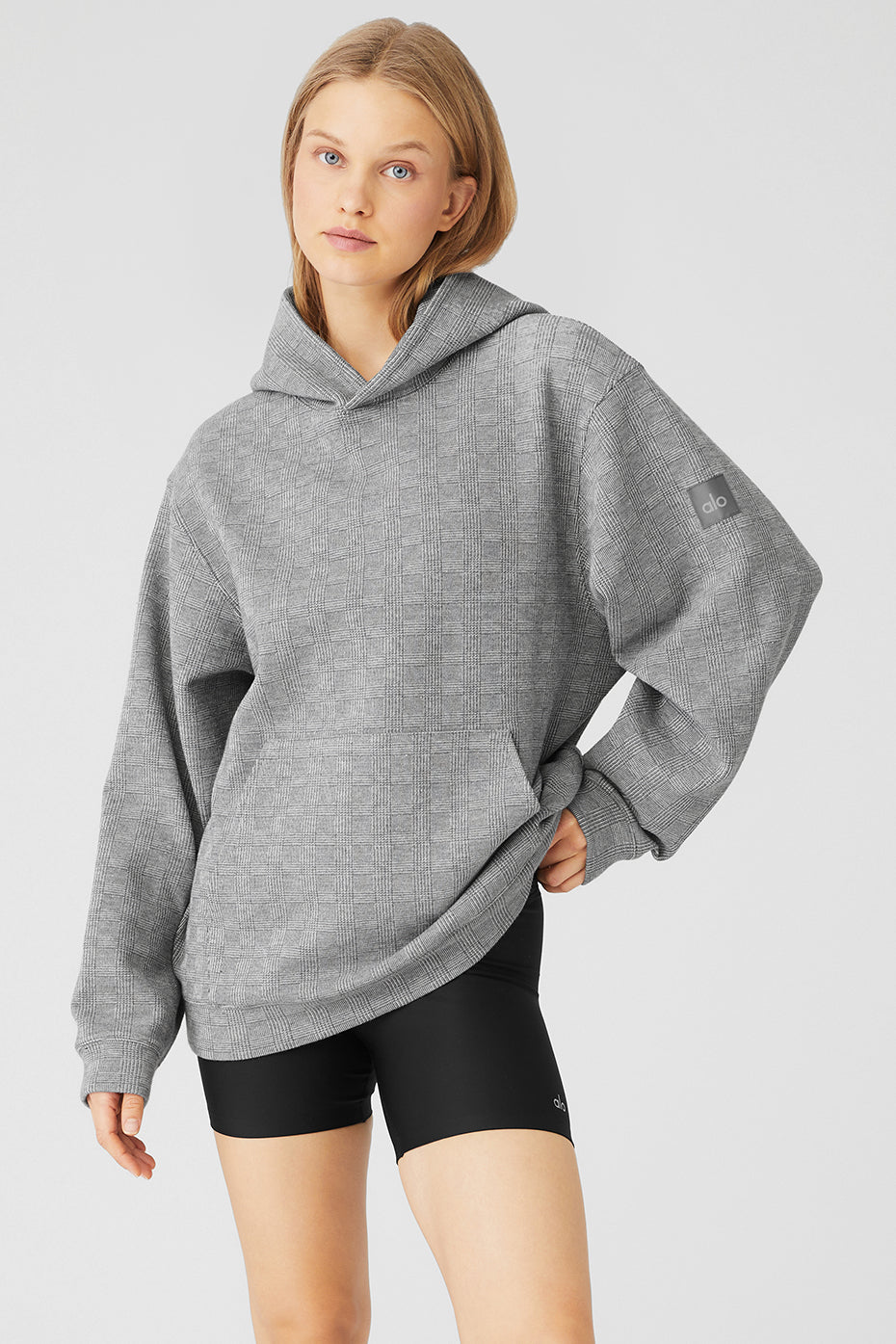 Grey Women's Alo Yoga Glenplaid Colosseum Hoodie | KGF-842563