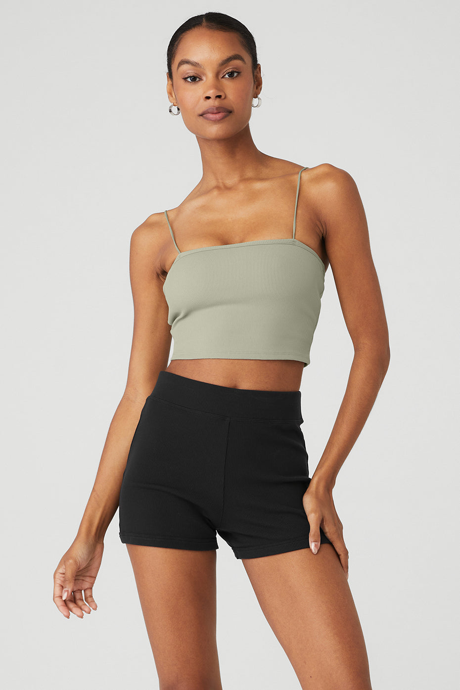 Light Green Women's Alo Yoga Goddess Ribbed Bandeau Tanks | CYB-810675