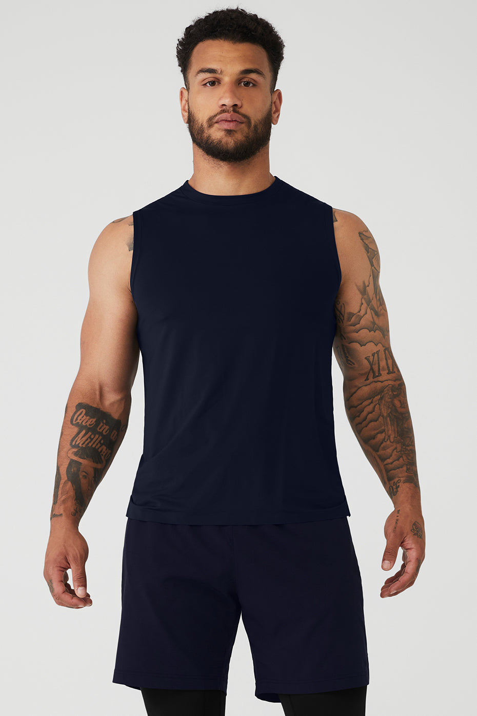 Navy Men's Alo Yoga Idol Performance Tanks | HEX-406298