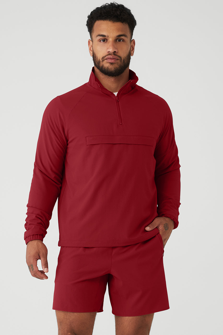 Red Men's Alo Yoga Ripstop 1/4 Zip On-Set Jackets | HRM-526931