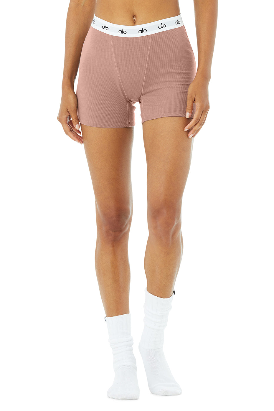 Rose Brown Women's Alo Yoga Icon Ribbed Boyshort Underwear | FSC-479105