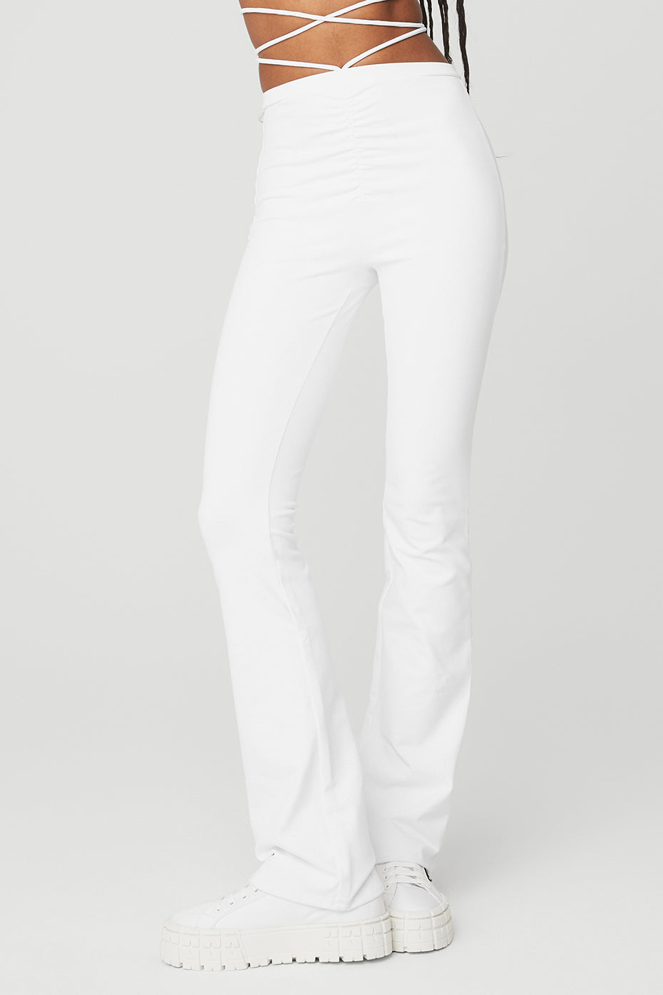 White Women's Alo Yoga Airbrush High-Waist Cinch Flare Leggings | LZV-467918