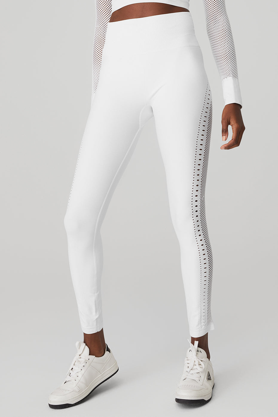 White Women's Alo Yoga Seamless High-Waist 7/8 Open Air Leggings | EUN-516730