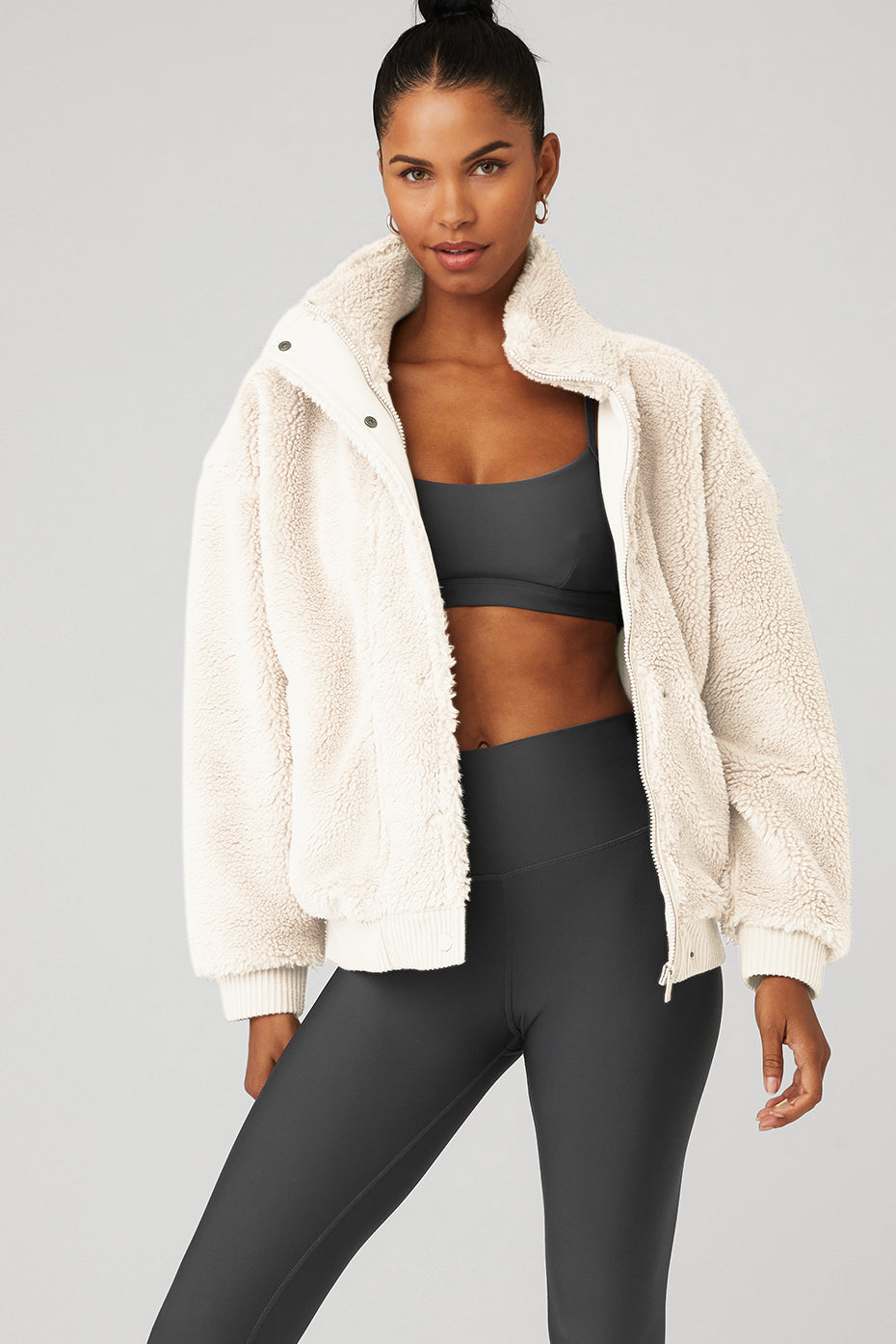 White Women's Alo Yoga Sherpa Varsity Jackets | ZHY-350912